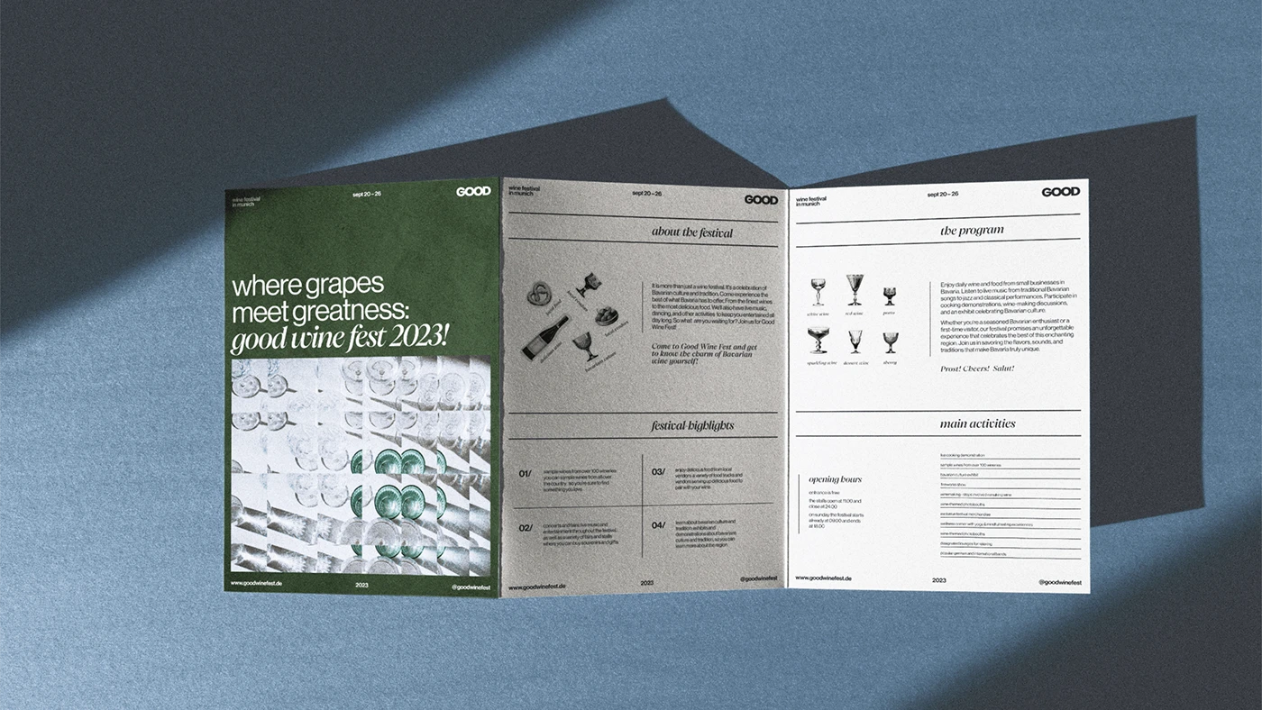 Brochure opened with program for Wine Festival