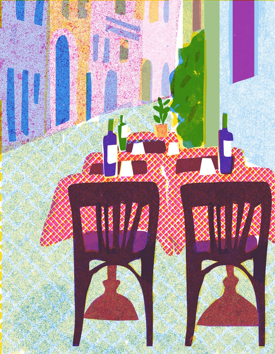 Italian food risograph ILLUSTRATION  italian illustrator Limited Color Palette retro illustration style vintage postcard Retro food illustration Digital Art 