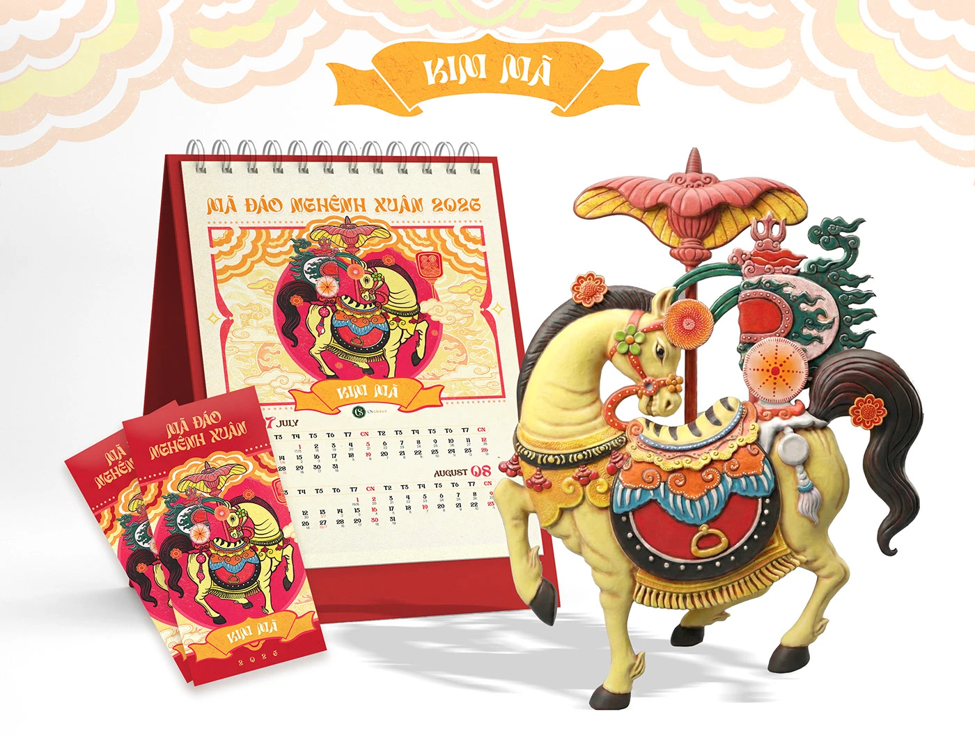 ILLUSTRATION  Digital Art  calendar house design dân gian Hàng Trống Ngựa tet key visual
