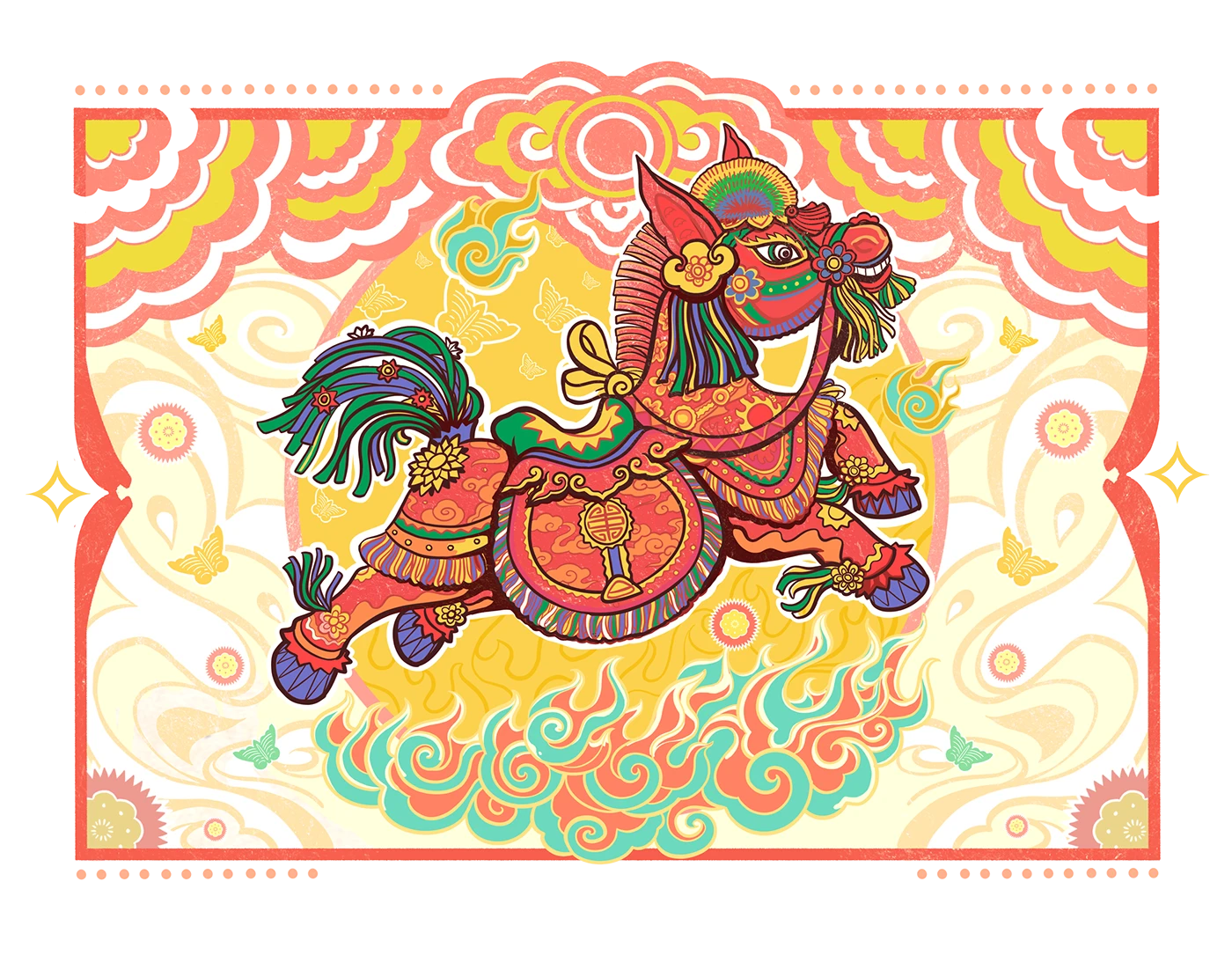 ILLUSTRATION  Digital Art  calendar house design dân gian Hàng Trống Ngựa tet key visual