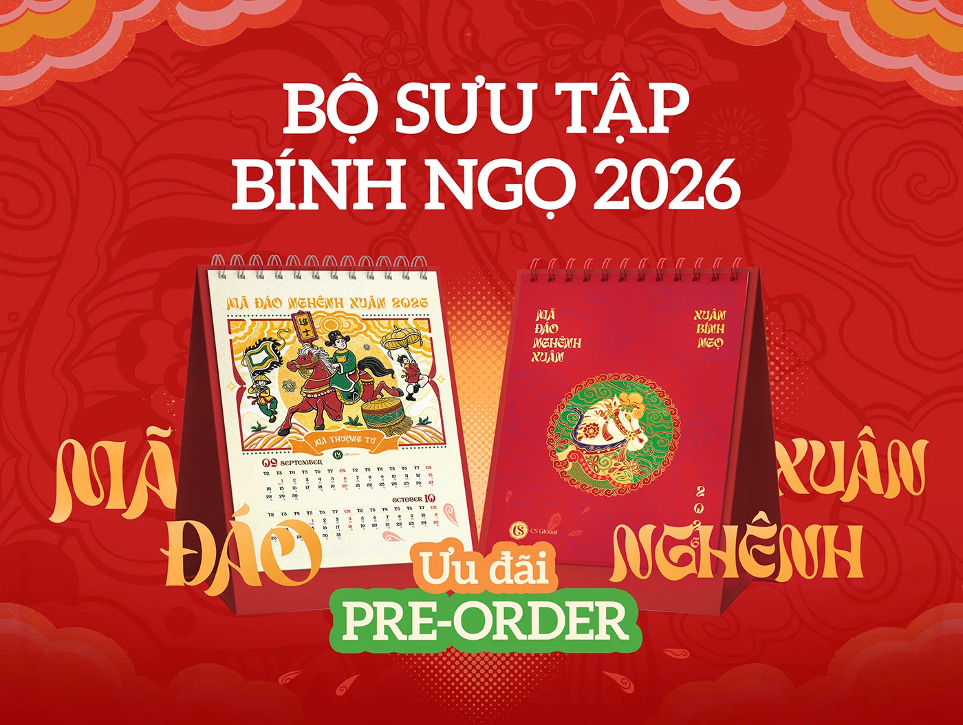 ILLUSTRATION  Digital Art  calendar house design dân gian Hàng Trống Ngựa tet key visual